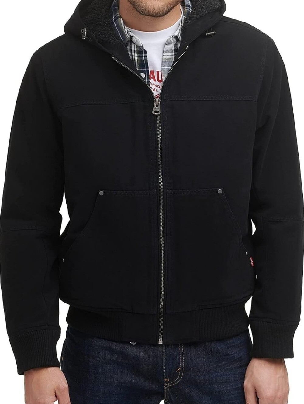 Men's Levi's® Canvas Workwear Sherpa-Lined Hooded Bomber XL Black Wash
